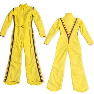 Vintage Roffe Ski Suit Yellow And Rainbow Stripes